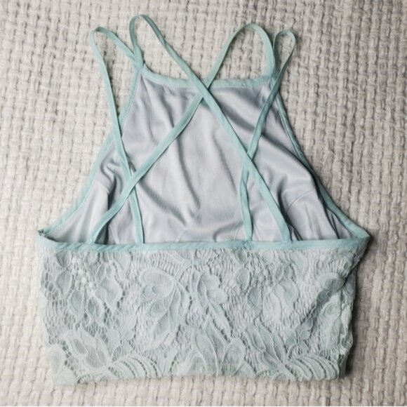 Speechless Blue Lace Halter Top w/ White&Pink Satin Floral Skirt Prom Set SIZE 5 - Picture 4 of 9